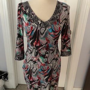 BCBG Maxazria Chic Boho Dress Mod Print Medium